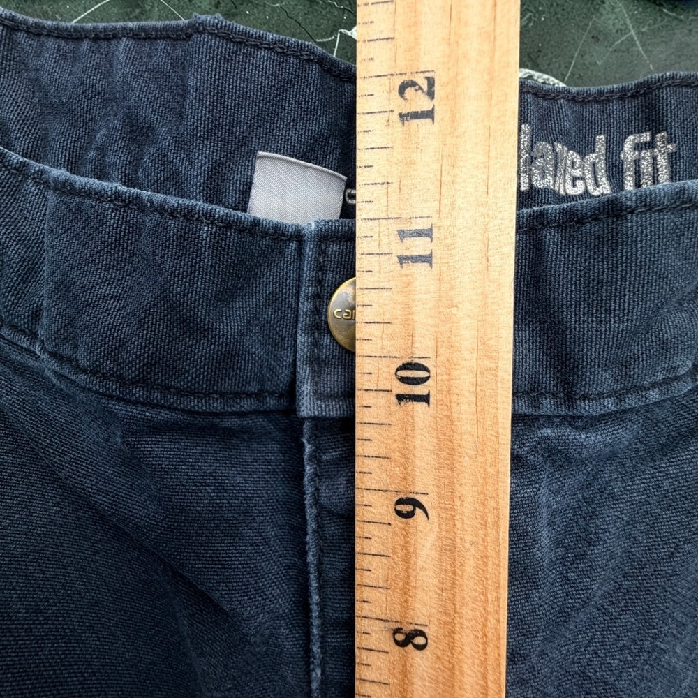 Carhartt Double Knee Carpenter Pants Mens 36 x 30 Black Faded Canvas Thrashed - Picture 6 of 15